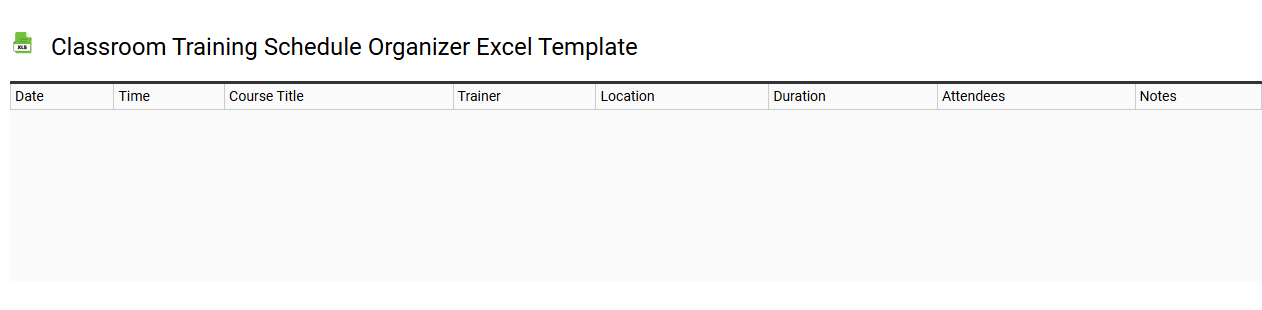 Classroom training schedule organizer Excel template