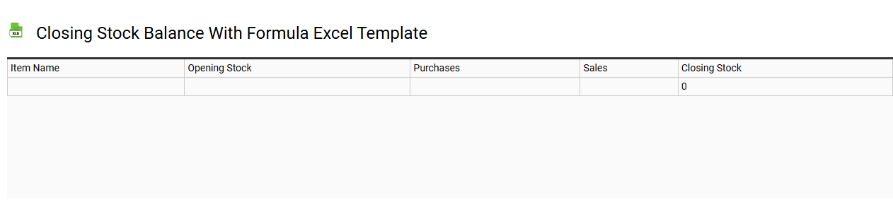 Closing stock balance with formula Excel template