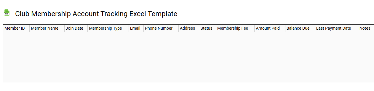 Club membership account tracking Excel template