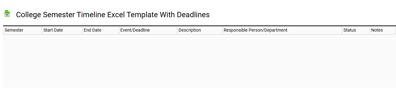 College semester timeline Excel template with deadlines