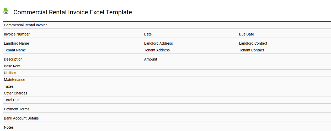 Commercial rental invoice Excel template