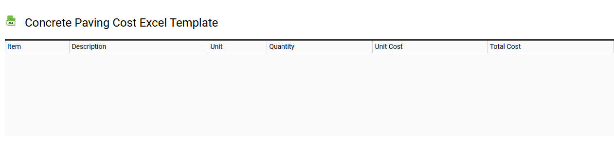 Concrete paving cost Excel template