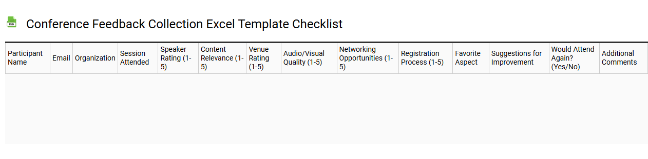 Conference feedback collection Excel template checklist