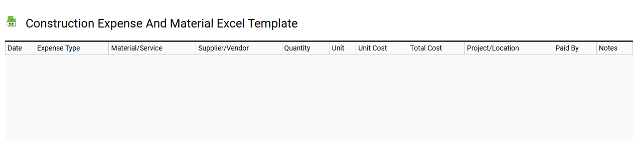 Construction expense and material Excel template