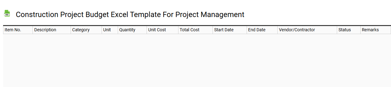 Construction project budget Excel template for project management