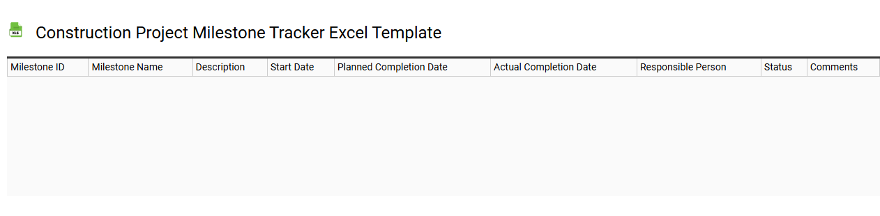 Construction project milestone tracker Excel template