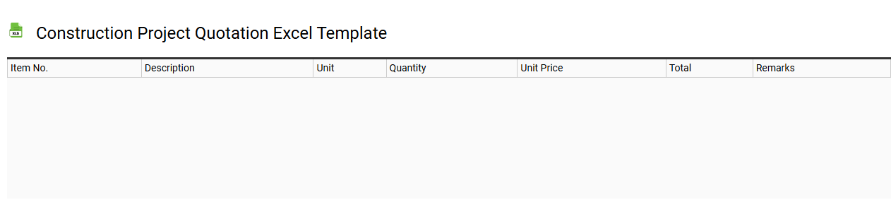 Construction project quotation Excel template