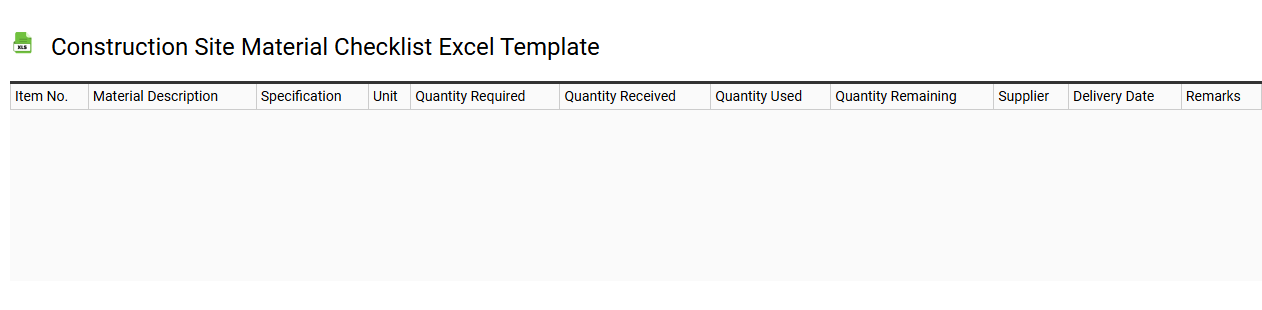 Construction site material checklist Excel template