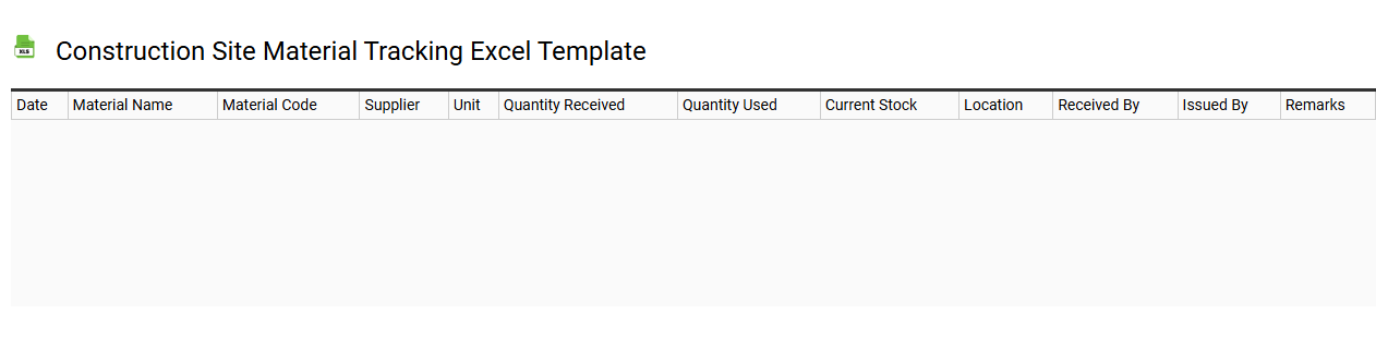 Construction site material tracking Excel template