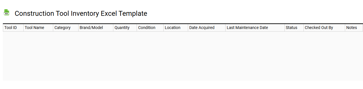 Construction tool inventory Excel template
