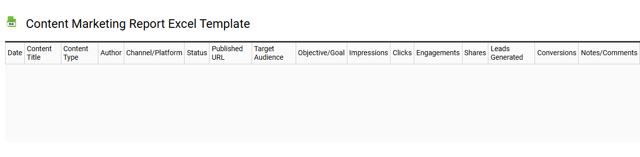 Content marketing report Excel template