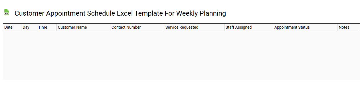 Customer appointment schedule Excel template for weekly planning