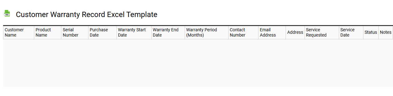 Customer warranty record Excel template