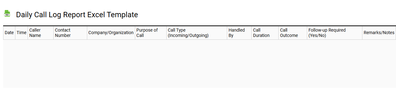 Daily call log report Excel template
