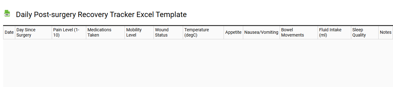 daily post-surgery recovery tracker Excel template
