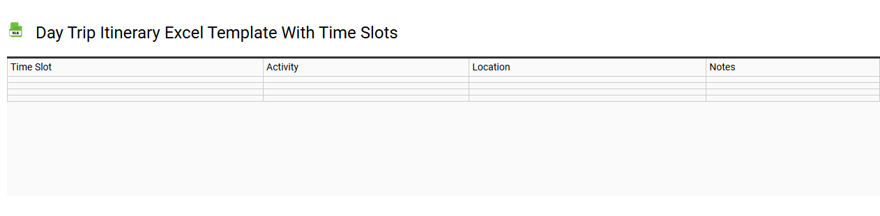 Day trip itinerary Excel template with time slots