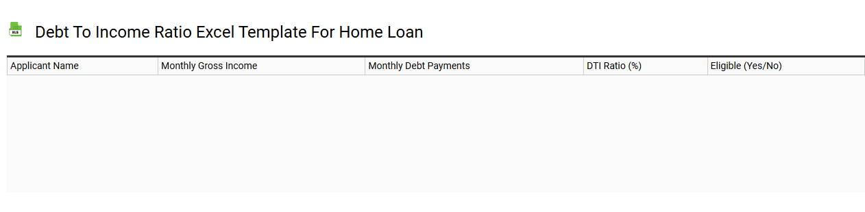Debt to income ratio Excel template for home loan