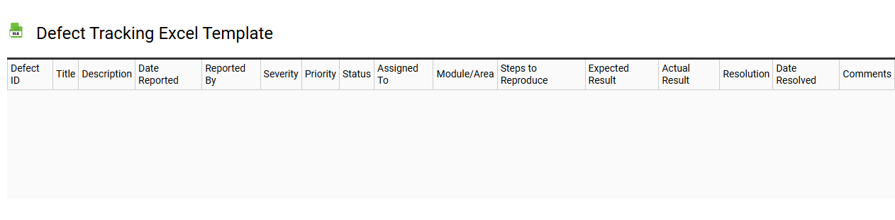 Defect tracking Excel template