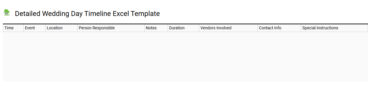 Detailed wedding day timeline Excel template