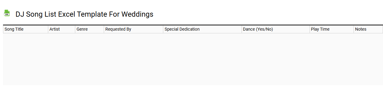 DJ song list Excel template for weddings