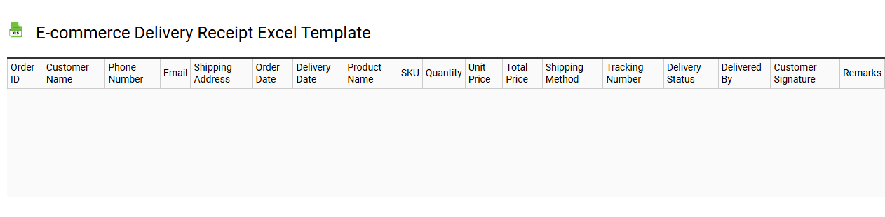 E-commerce delivery receipt Excel template