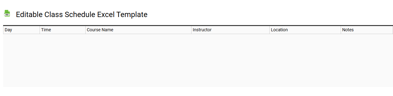 Editable class schedule Excel template