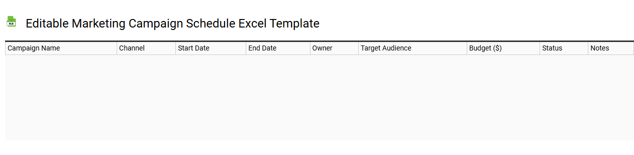 Editable marketing campaign schedule Excel template