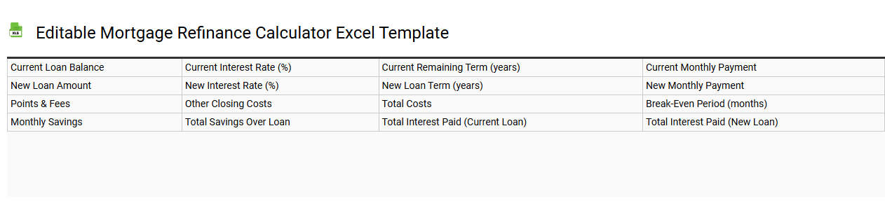 Editable mortgage refinance calculator Excel template