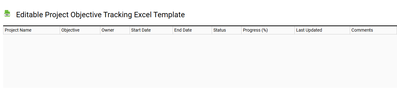 Editable project objective tracking Excel template