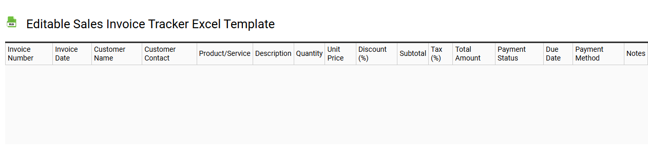 Editable sales invoice tracker Excel template