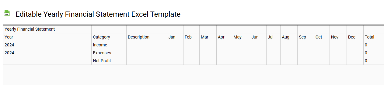 Editable yearly financial statement Excel template