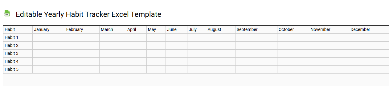 Editable yearly habit tracker Excel template