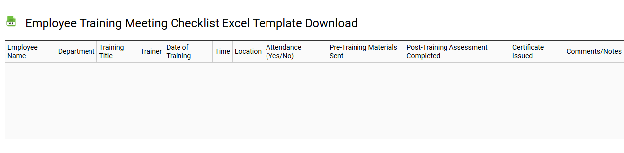 Employee training meeting checklist Excel template download
