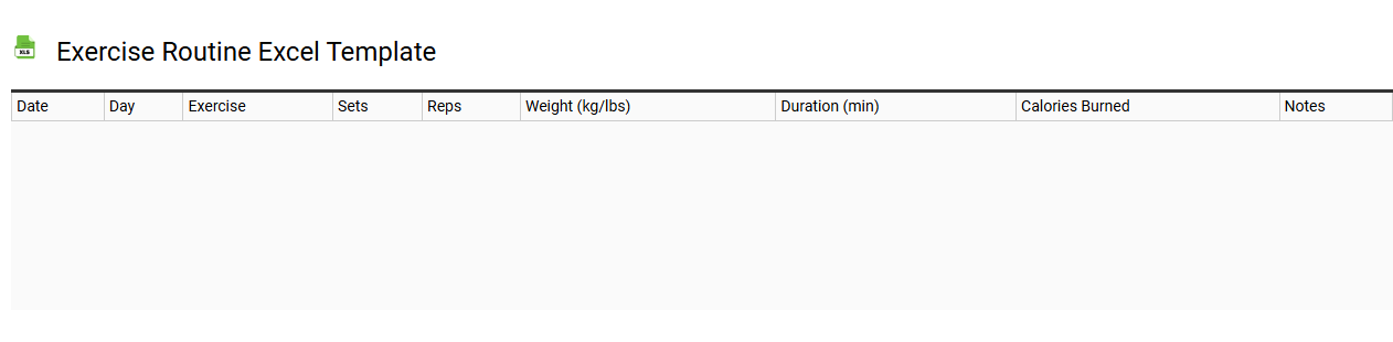 Exercise routine Excel template