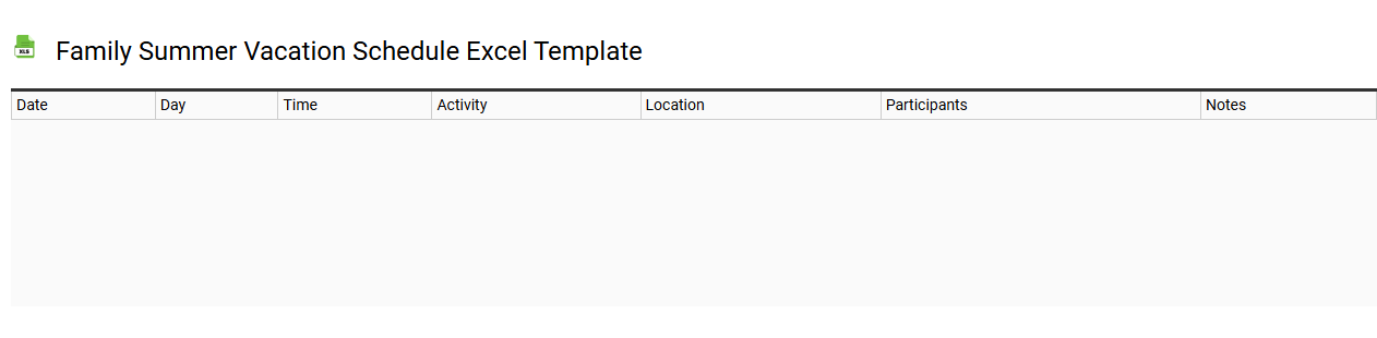Family summer vacation schedule Excel template