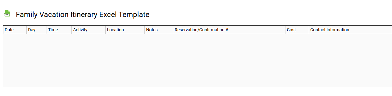 Family vacation itinerary Excel template