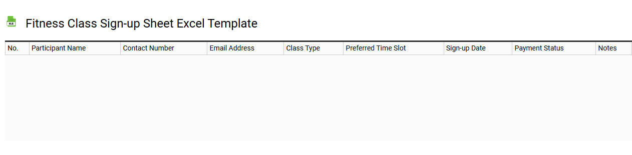 Fitness class sign-up sheet Excel template
