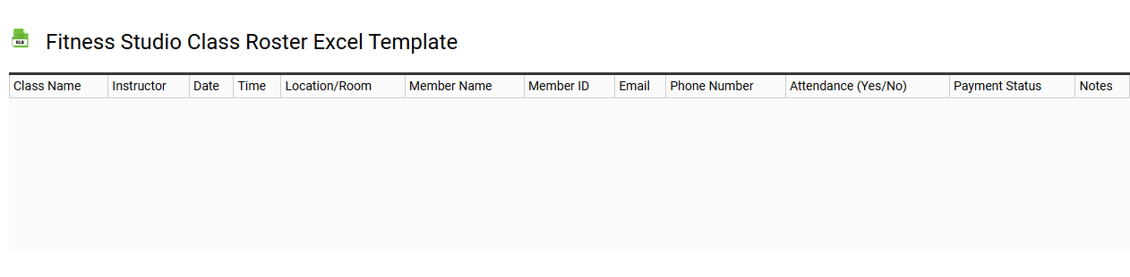 Fitness studio class roster Excel template