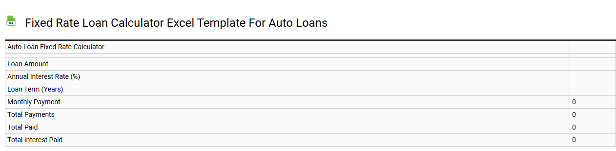 Fixed rate loan calculator Excel template for auto loans