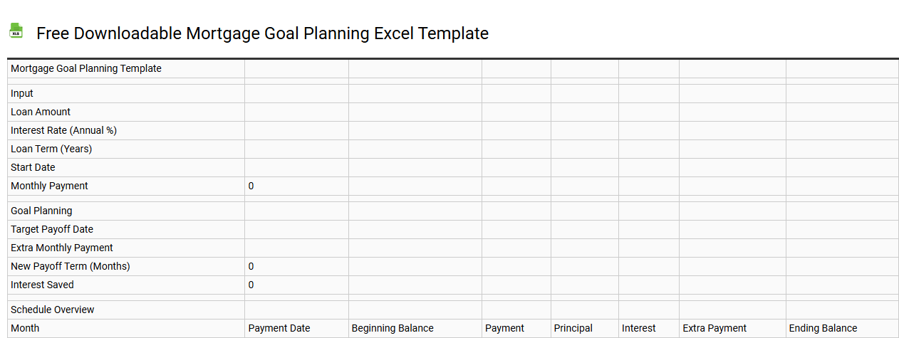 Free downloadable mortgage goal planning Excel template