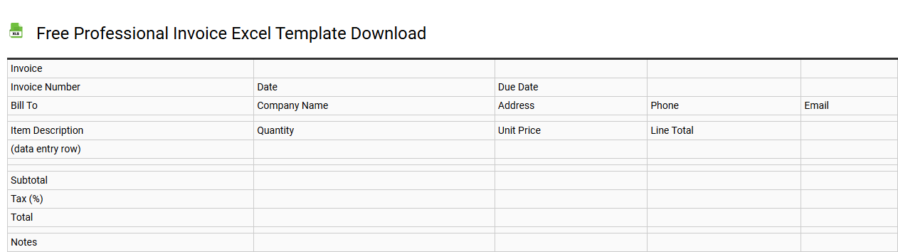 Free professional invoice Excel template download