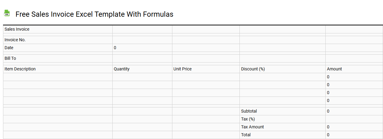 Free sales invoice Excel template with formulas