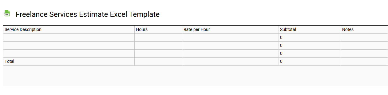 Freelance services estimate Excel template