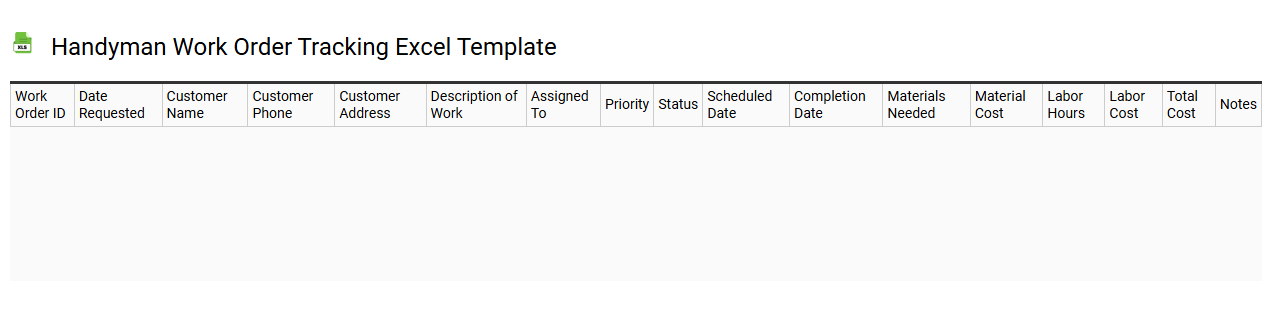Handyman work order tracking Excel template
