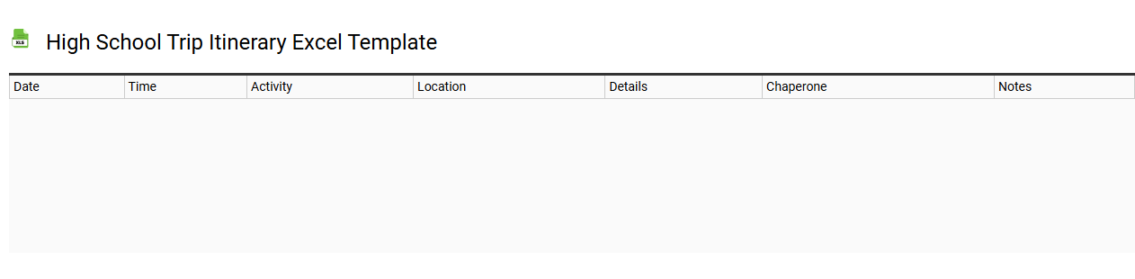 High school trip itinerary Excel template