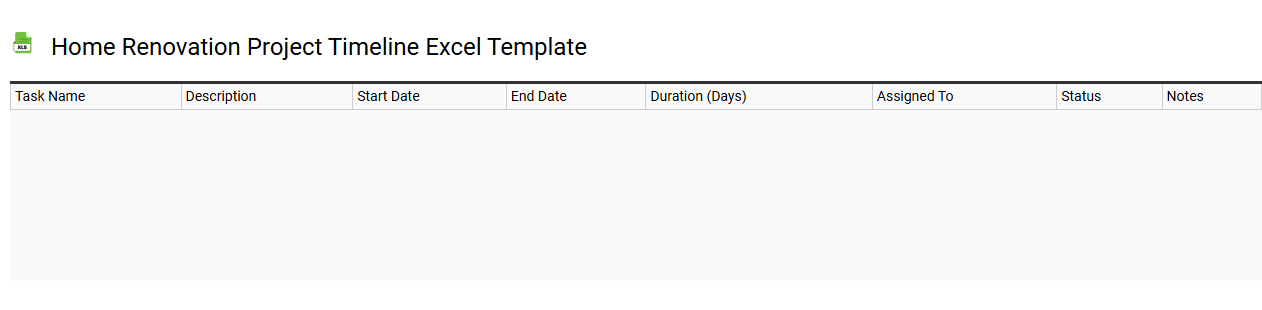 Home renovation project timeline Excel template