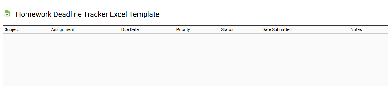 Homework deadline tracker Excel template