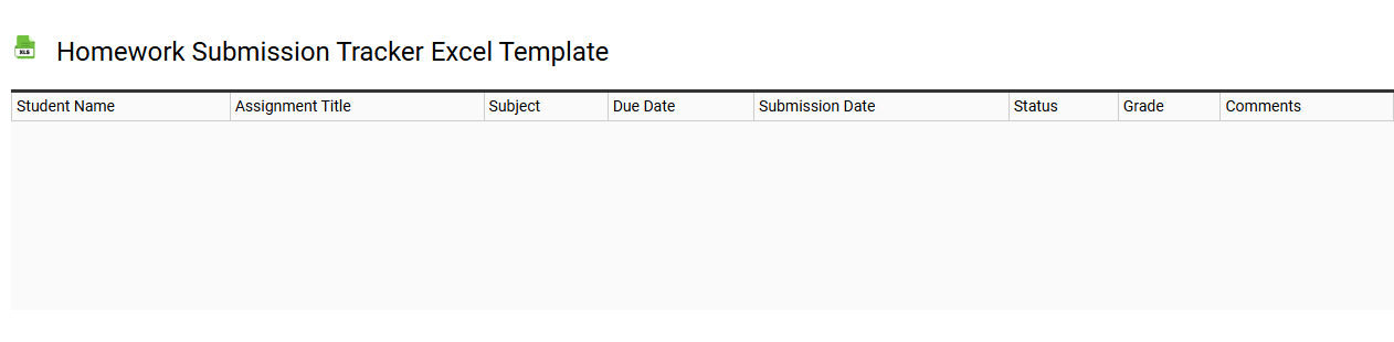 Homework submission tracker Excel template