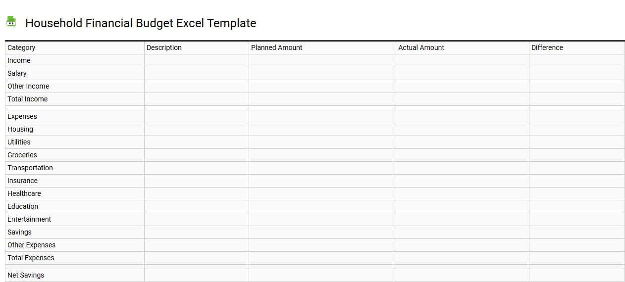 Household financial budget Excel template