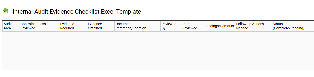 Internal audit evidence checklist Excel template